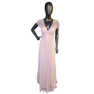 Desert Rose Lace Flutter Sleeve Full Length Formal Gown - Madeline Gardner